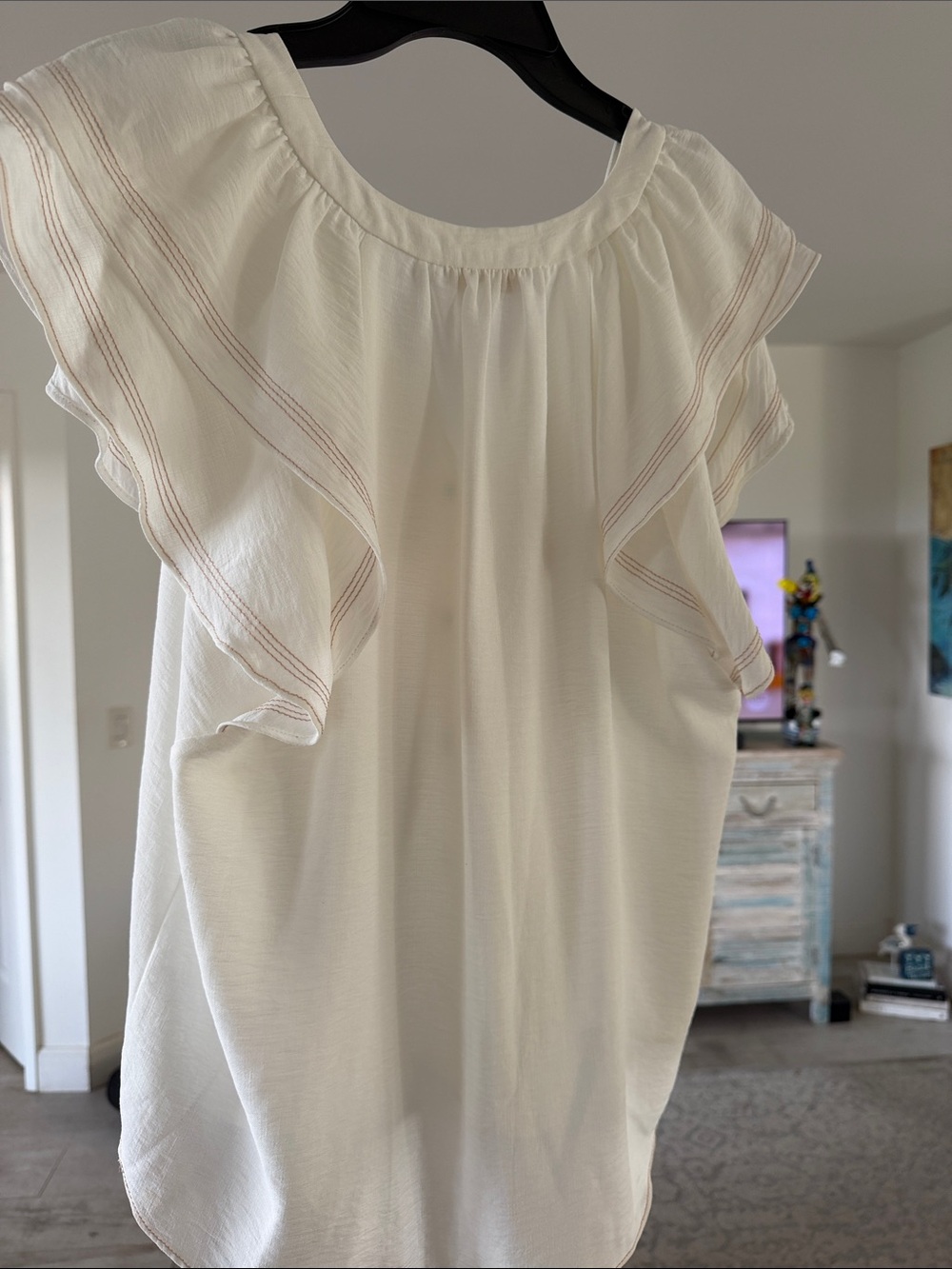 Ramy Brook Ivory Ruffle Button-Front Blouse - Picture 4 of 4
